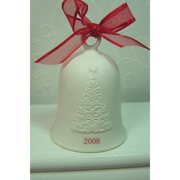 HALLMARK WHITE PORCELAIN BELL FROM 2008-WITH BOX - Picture 2 of 5